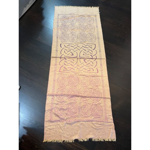 Pretty Persuasions Boho Style Wrap Scarf With Gold Swirl Pattern & Frayed Edges - Picture 8 of 8